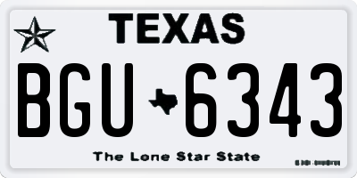 TX license plate BGU6343
