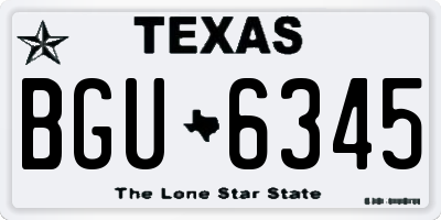 TX license plate BGU6345