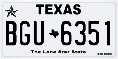TX license plate BGU6351