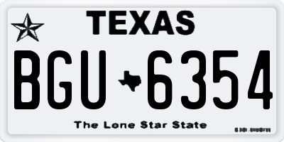 TX license plate BGU6354
