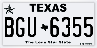 TX license plate BGU6355