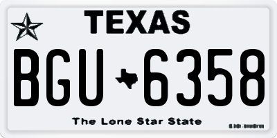 TX license plate BGU6358