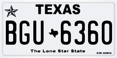 TX license plate BGU6360