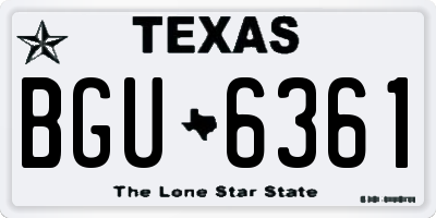 TX license plate BGU6361