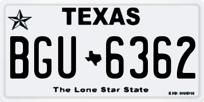 TX license plate BGU6362