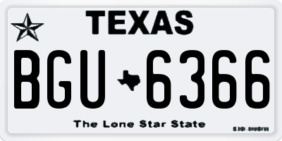 TX license plate BGU6366