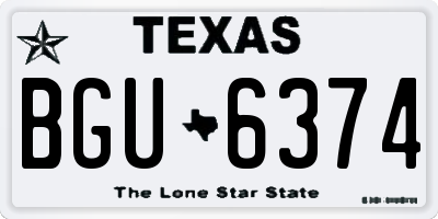 TX license plate BGU6374