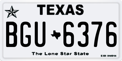 TX license plate BGU6376