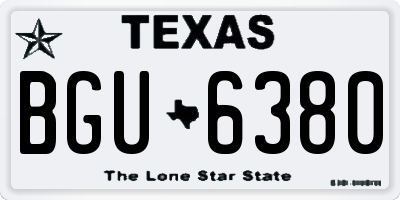 TX license plate BGU6380