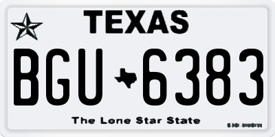 TX license plate BGU6383