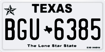 TX license plate BGU6385