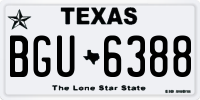 TX license plate BGU6388