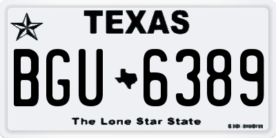 TX license plate BGU6389