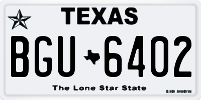 TX license plate BGU6402