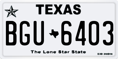 TX license plate BGU6403