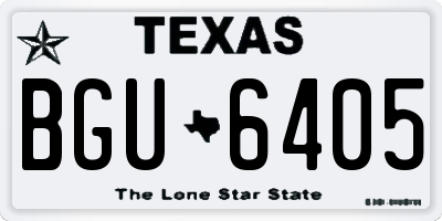 TX license plate BGU6405
