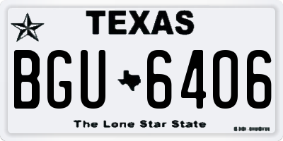 TX license plate BGU6406