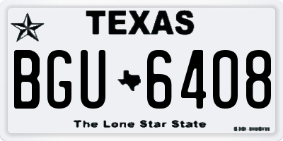 TX license plate BGU6408