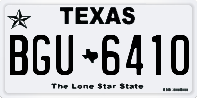 TX license plate BGU6410