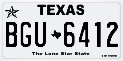 TX license plate BGU6412