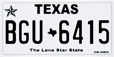 TX license plate BGU6415