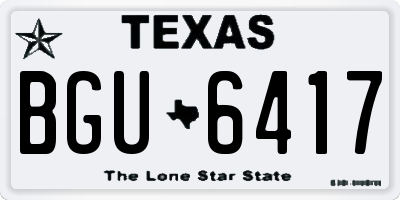 TX license plate BGU6417