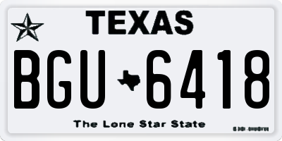 TX license plate BGU6418
