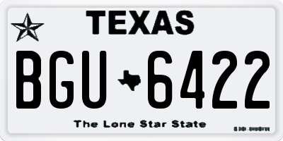 TX license plate BGU6422