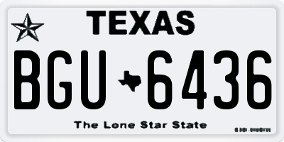 TX license plate BGU6436
