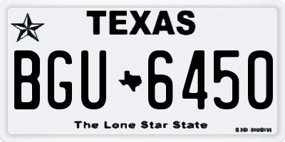 TX license plate BGU6450