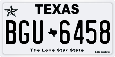 TX license plate BGU6458