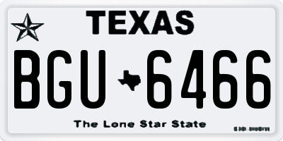 TX license plate BGU6466