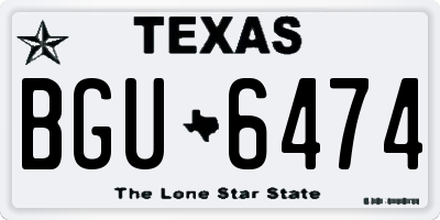 TX license plate BGU6474