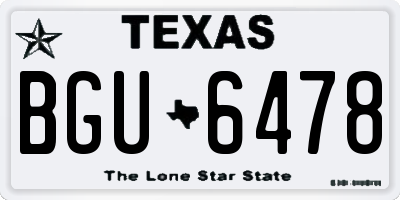 TX license plate BGU6478