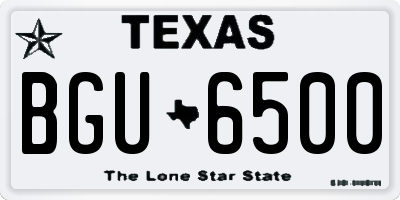 TX license plate BGU6500