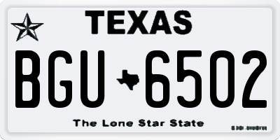 TX license plate BGU6502