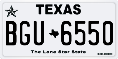 TX license plate BGU6550