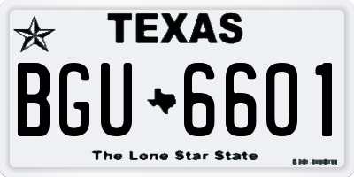 TX license plate BGU6601