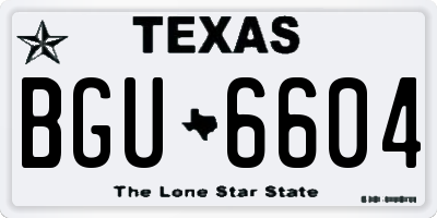 TX license plate BGU6604