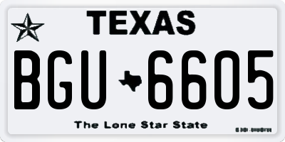 TX license plate BGU6605