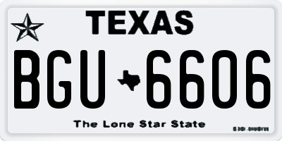 TX license plate BGU6606