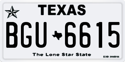 TX license plate BGU6615