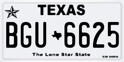 TX license plate BGU6625