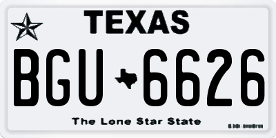 TX license plate BGU6626