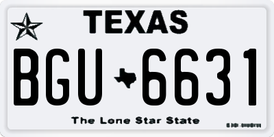 TX license plate BGU6631