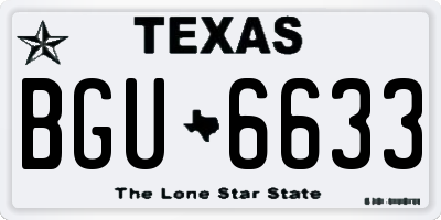 TX license plate BGU6633