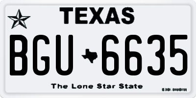TX license plate BGU6635