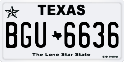 TX license plate BGU6636