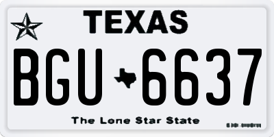 TX license plate BGU6637