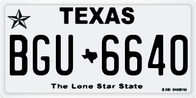 TX license plate BGU6640